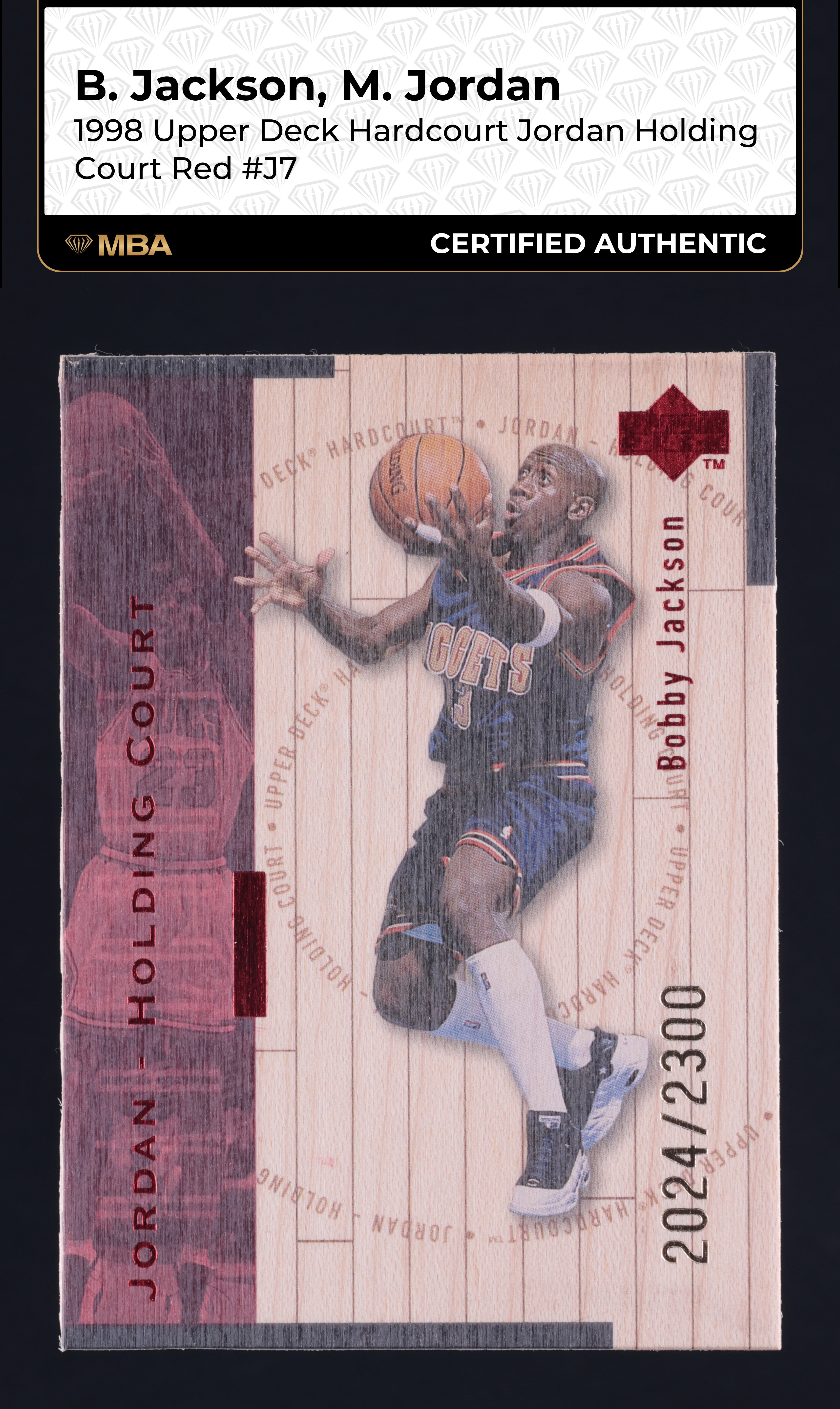 1998 Upper Deck Hardcourt Red Bobby Jackson Michael Jordan /2300 #J7 MBA AUTH