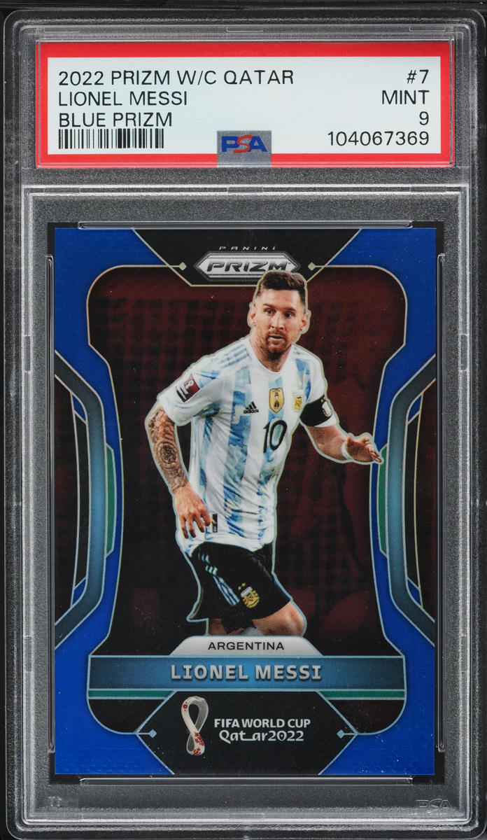 2022 Panini Prizm World Cup Qatar Blue Lionel Messi /299 #7 PSA 9 MINT