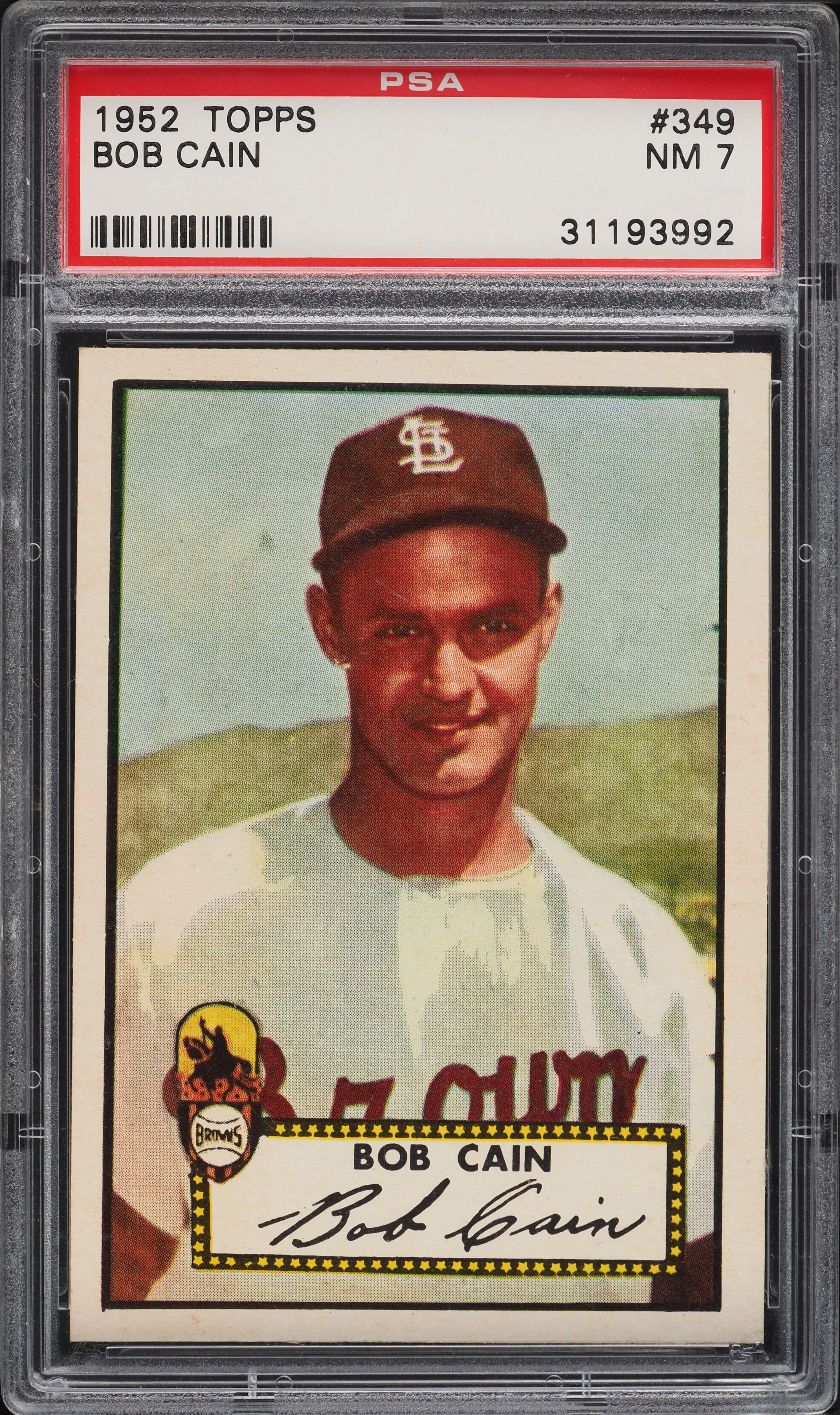 1952 Topps Bob Cain #349 PSA 7 NRMT