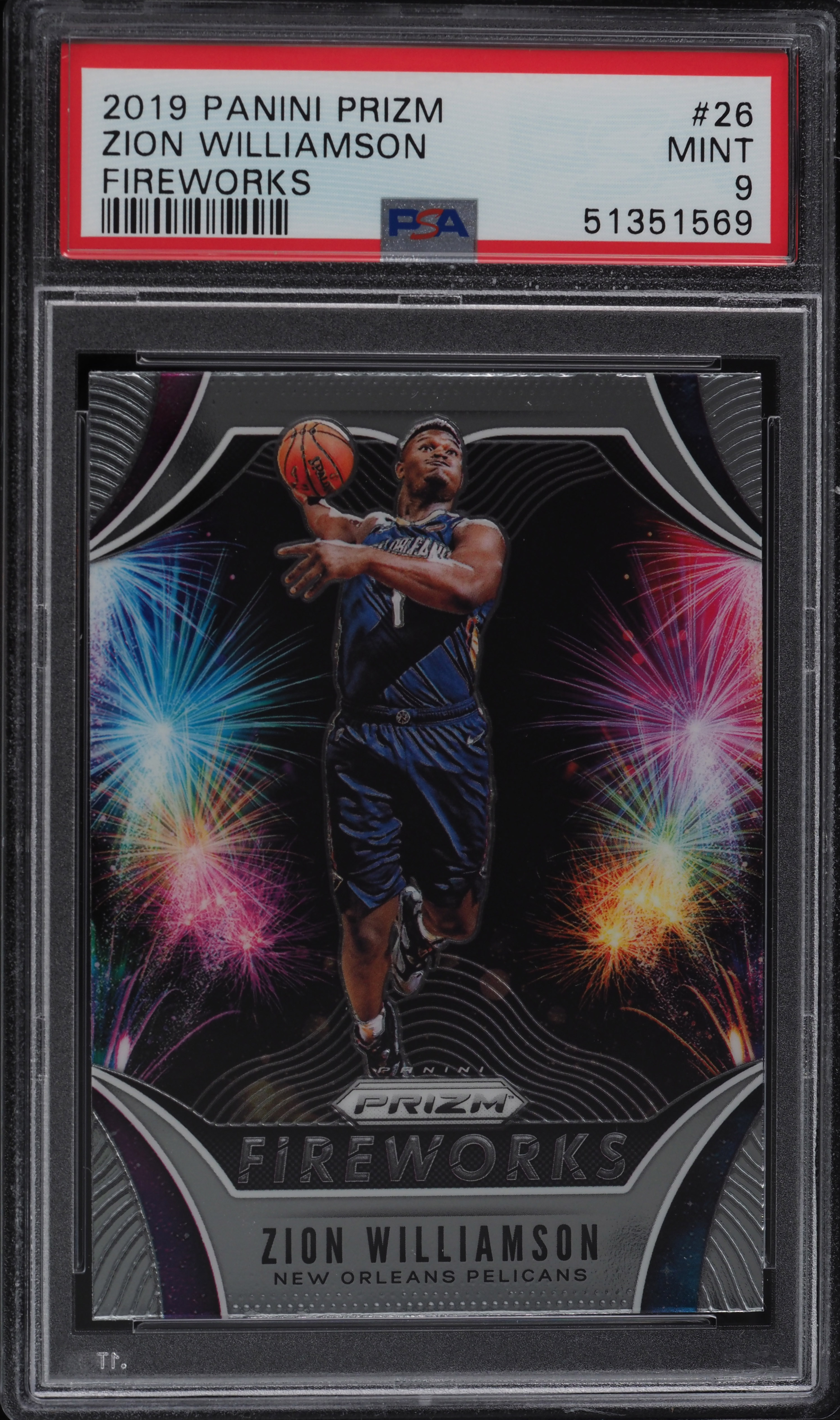 2019 Panini Prizm Fireworks Zion Williamson ROOKIE RC #26 PSA 9 MINT