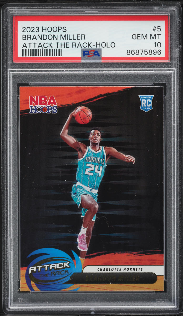 2023 Hoops Attack The Rack Holo Brandon Miller ROOKIE #5 PSA 10 GEM MINT