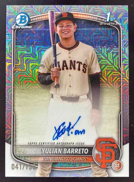 2025 Bowman Chrome Autograph HTA Choice #CPA-YU Yulian Barreto RC Auto /150