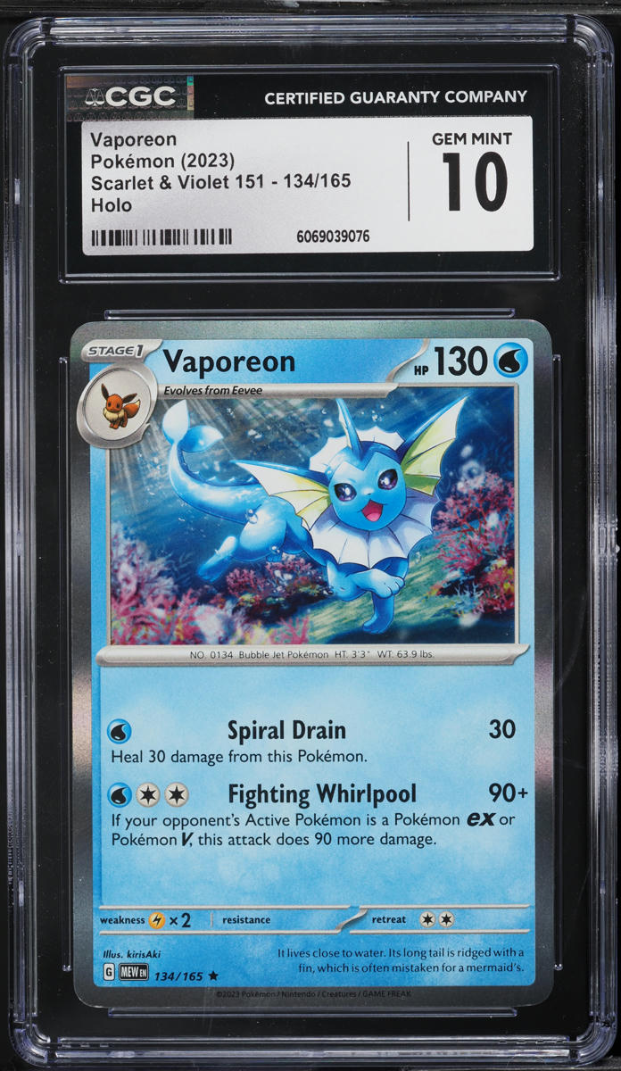 2023 Pokemon Scarlet & Violet 151 Holo Vaporeon #134 CGC 10 GEM MINT