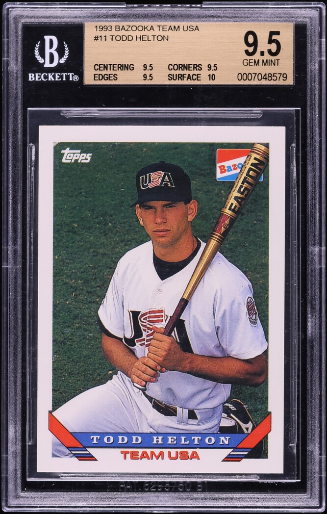1993 Bazooka Team USA Todd Helton ROOKIE #11 BGS 9.5 GEM MINT