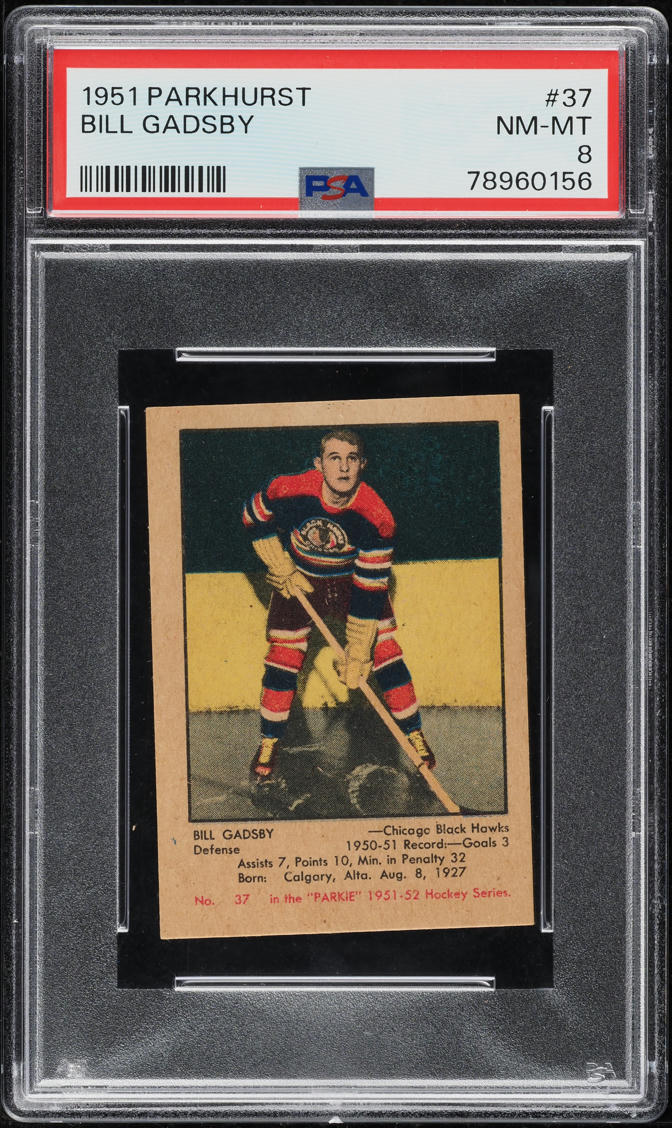 1951 Parkhurst Bill Gadsby ROOKIE #37 PSA 8 NM-MT