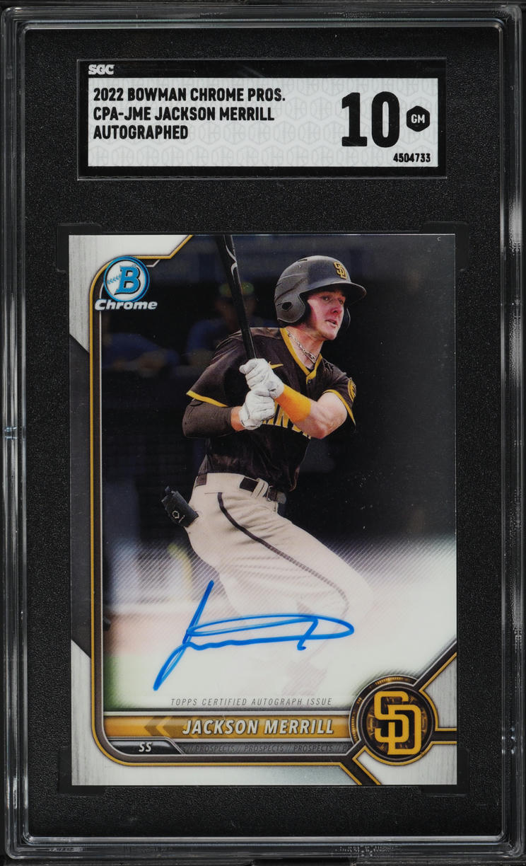 2022 Bowman Chrome Jackson Merrill ROOKIE AUTO #CPA-JME SGC 10 GEM MINT