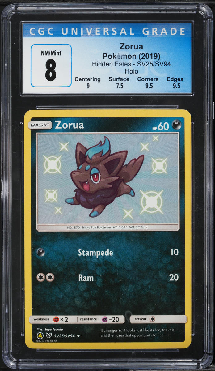 2019 Pokemon Sun & Moon Hidden Fates Shiny Zorua #SV25 CGC 8 NM-MT