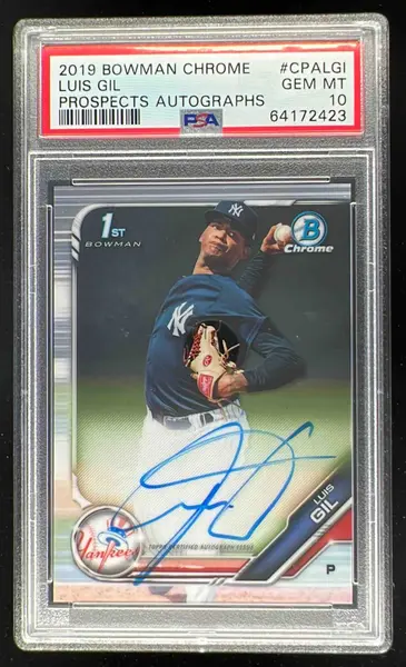 2019 Bowman Chrome Autographs #CPA-LGI Luis Gil RC Auto PSA 10