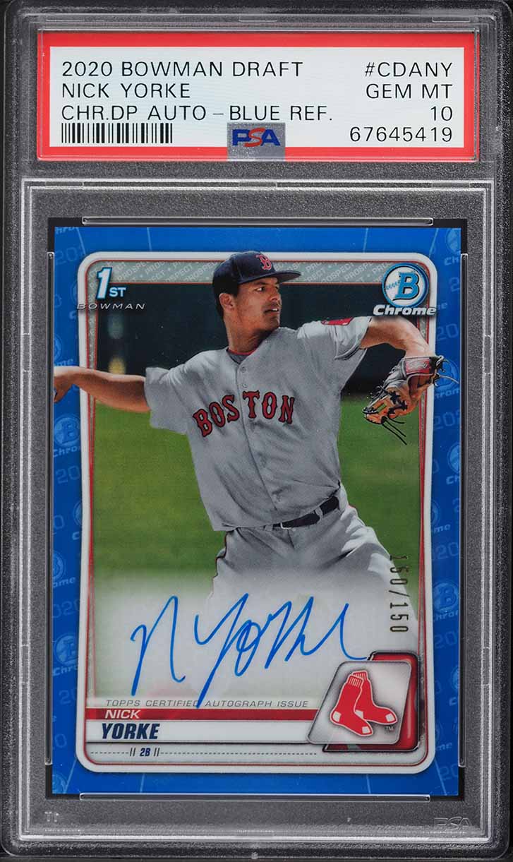 2020 Bowman Chrome Blue Refractor Nick Yorke ROOKIE AUTO /150 PSA 10 GEM MINT
