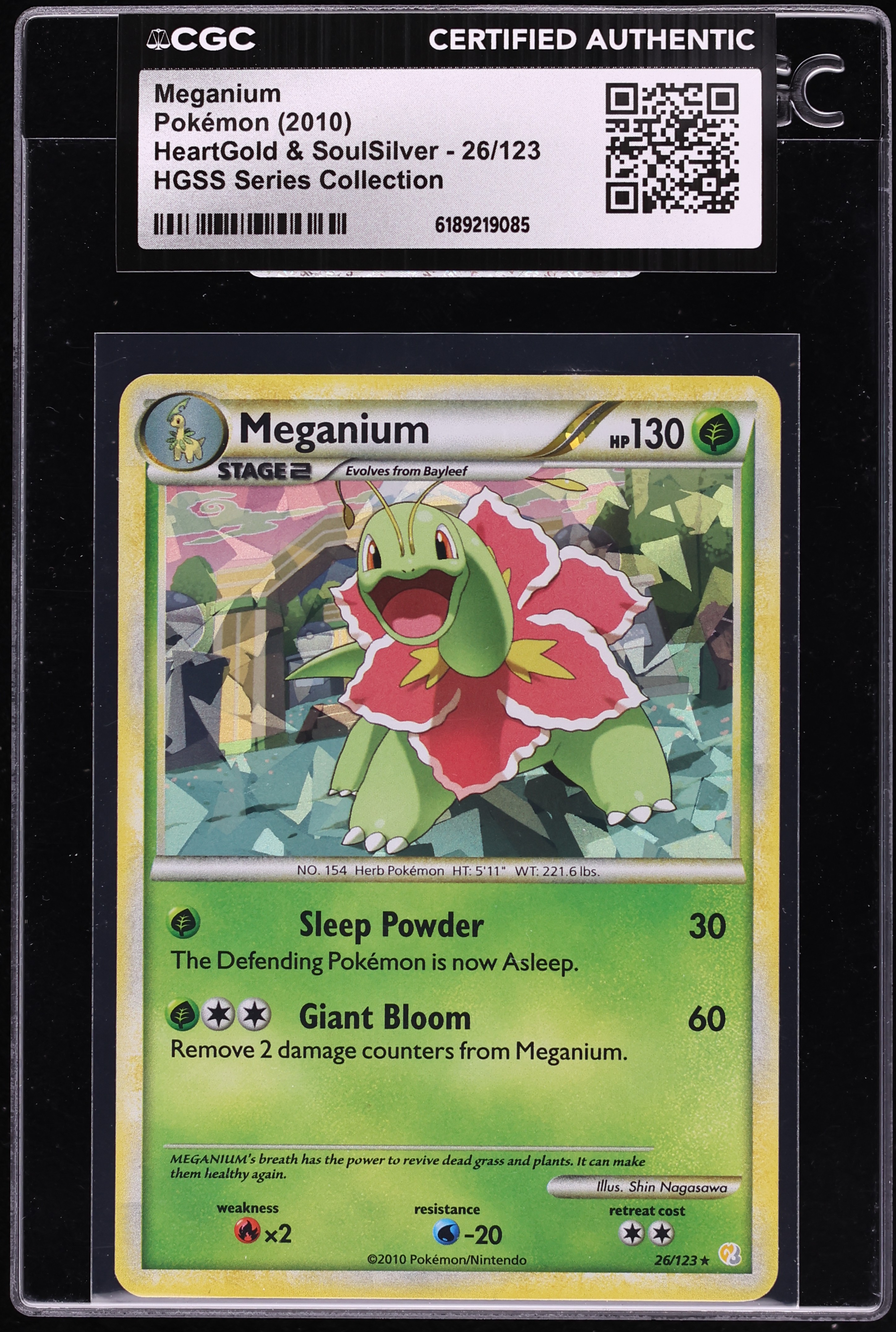 2010 Pokemon HeartGold & SoulSilver Series Collection Meganium #26 CGC AUTH