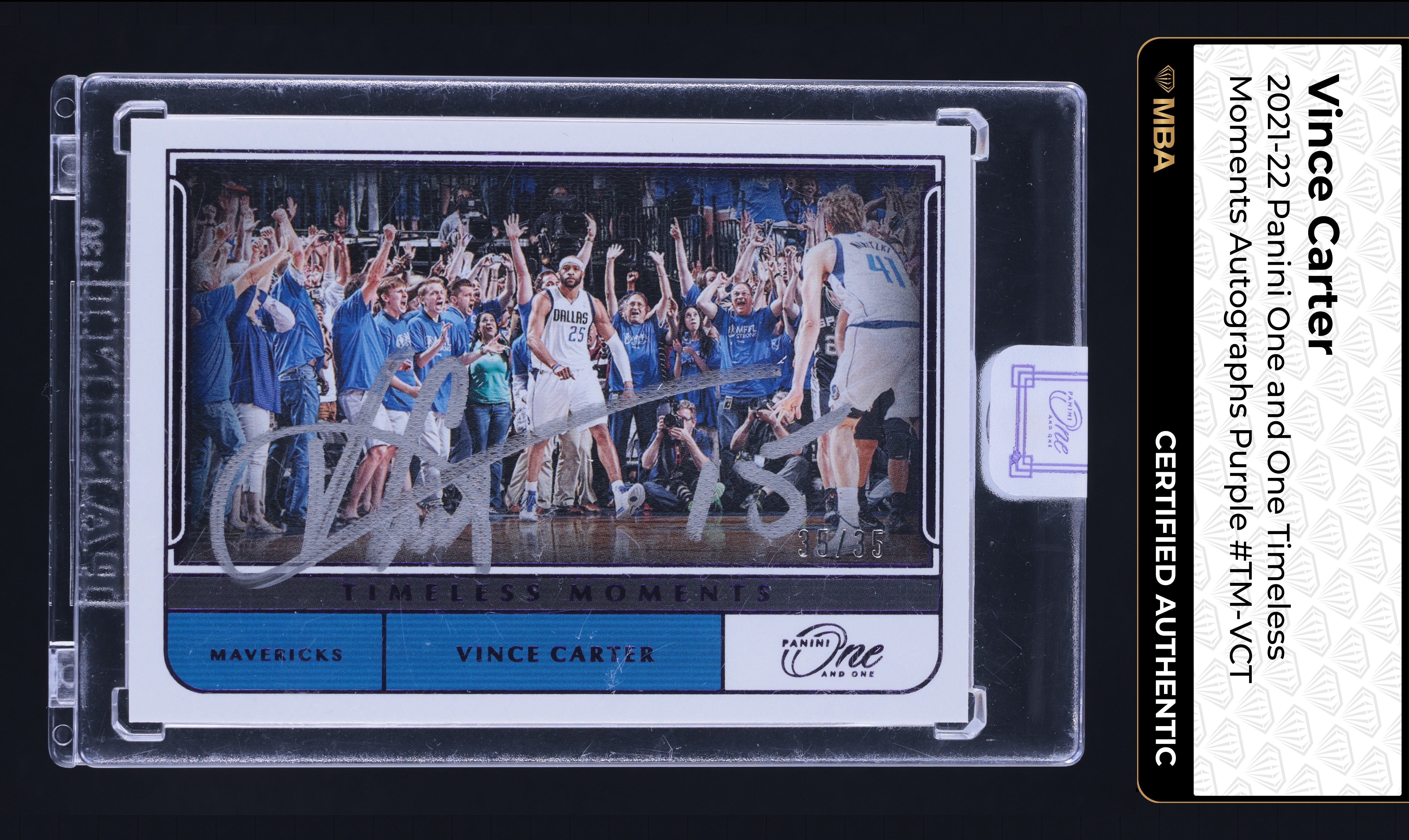 2021 Panini One And One Timeless Moments Purple Vince Carter AUTO 35/35 MBA AUTH