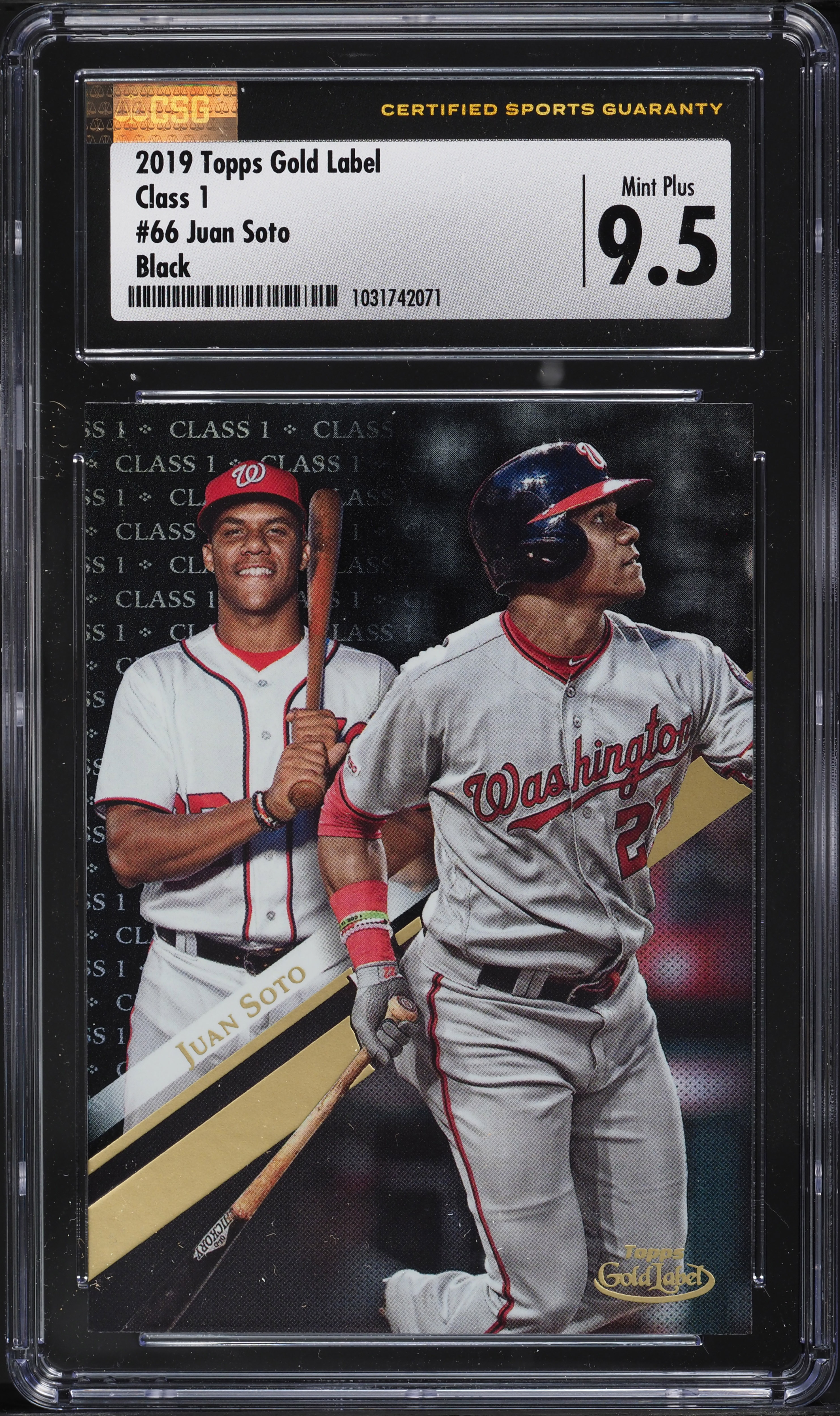 2019 Topps Gold Label Class 1 Black Juan Soto #66 CSG 9.5 MINT+