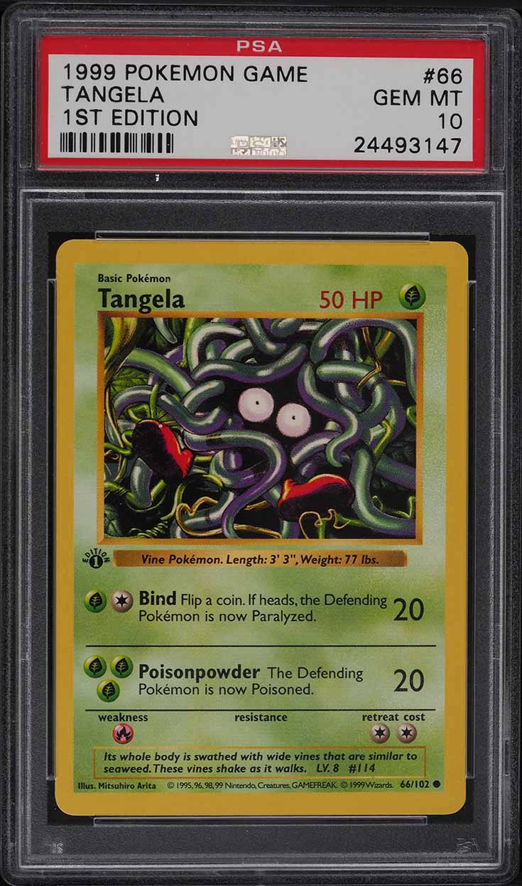 1999 Pokemon Base Set 1st Edition Shadowless Tangela #66 PSA 10 GEM MINT