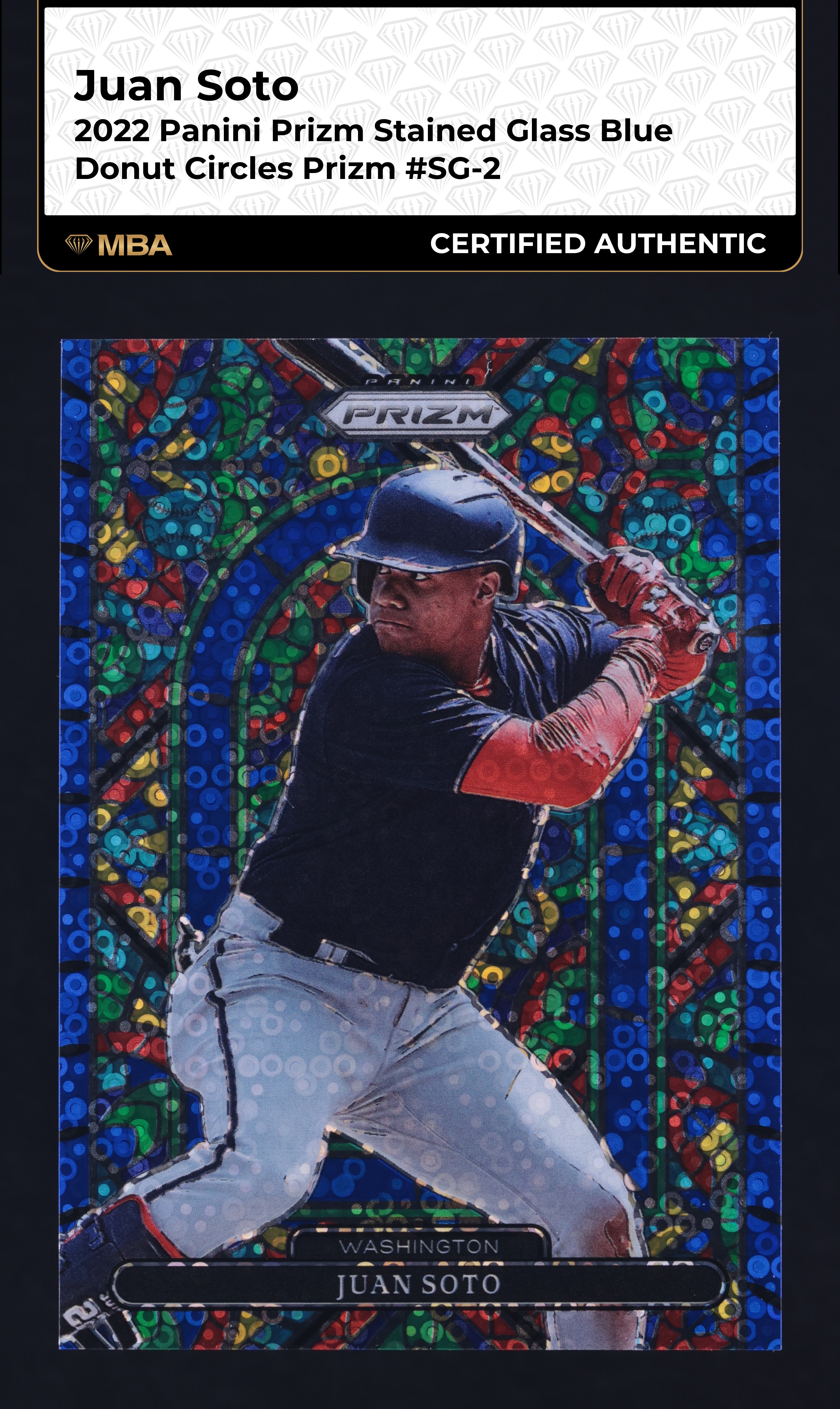 2022 Panini Prizm Stained Glass Blue Donut Circles Juan Soto /199 #SG-2 MBA AUTH