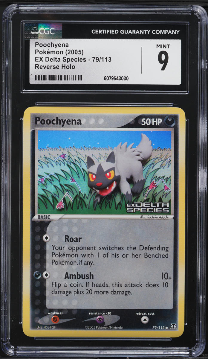 2005 Pokemon EX Delta Species Reverse Holo Poochyena #79 CGC 9 MINT