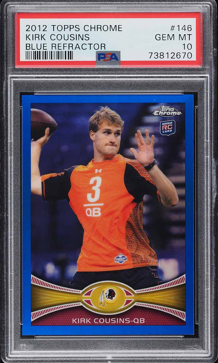 2012 Topps Chrome Blue Refractor Kirk Cousins ROOKIE /199 #146 PSA 10 GEM MINT