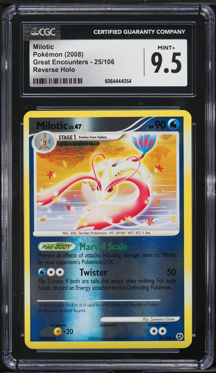 2008 Pokemon DP Great Encounters Reverse Holo Milotic #25 CGC 9.5 MINT+