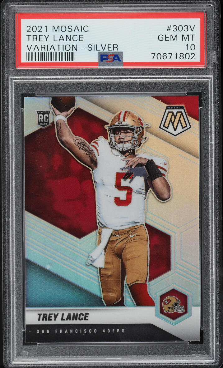 2021 Panini Mosaic Variation Silver Trey Lance ROOKIE #303-V PSA 10 GEM MINT