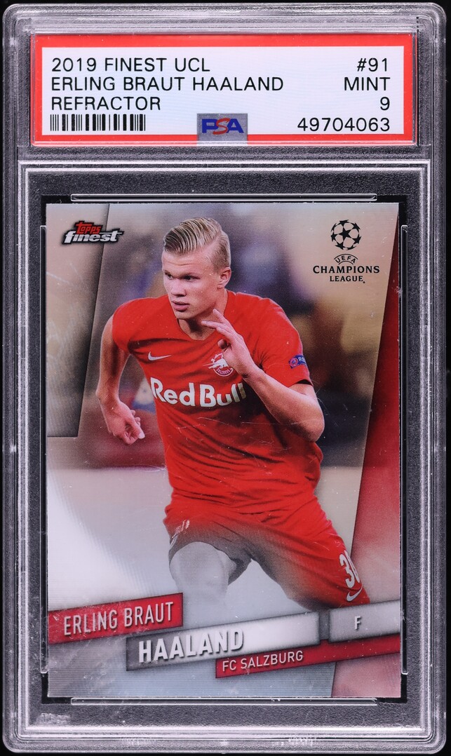 2019 Finest UEFA Champions League Refractor Erling Haaland ROOKIE #91 PSA 9 MINT