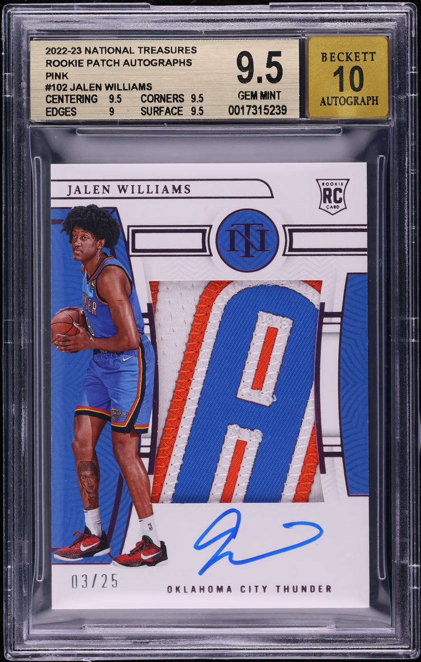 2022 National Treasures Pink Jalen Williams ROOKIE PATCH AUTO /25 #102 BGS 9.5
