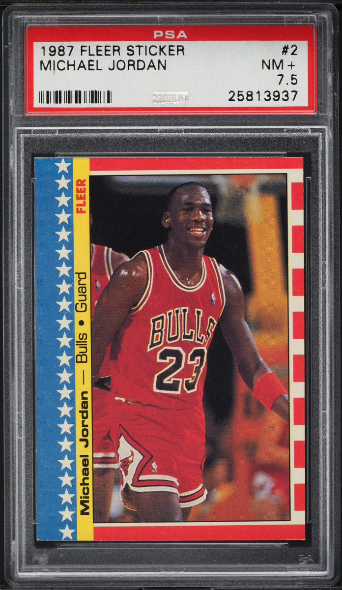 1987 Fleer Sticker Michael Jordan #2 PSA 7.5 NRMT+