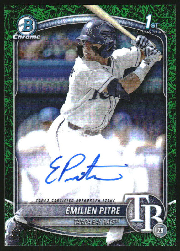 2025 Bowman Chrome Autographs Green Grass #CPA-EPI Emilien Pitre RC Auto /99