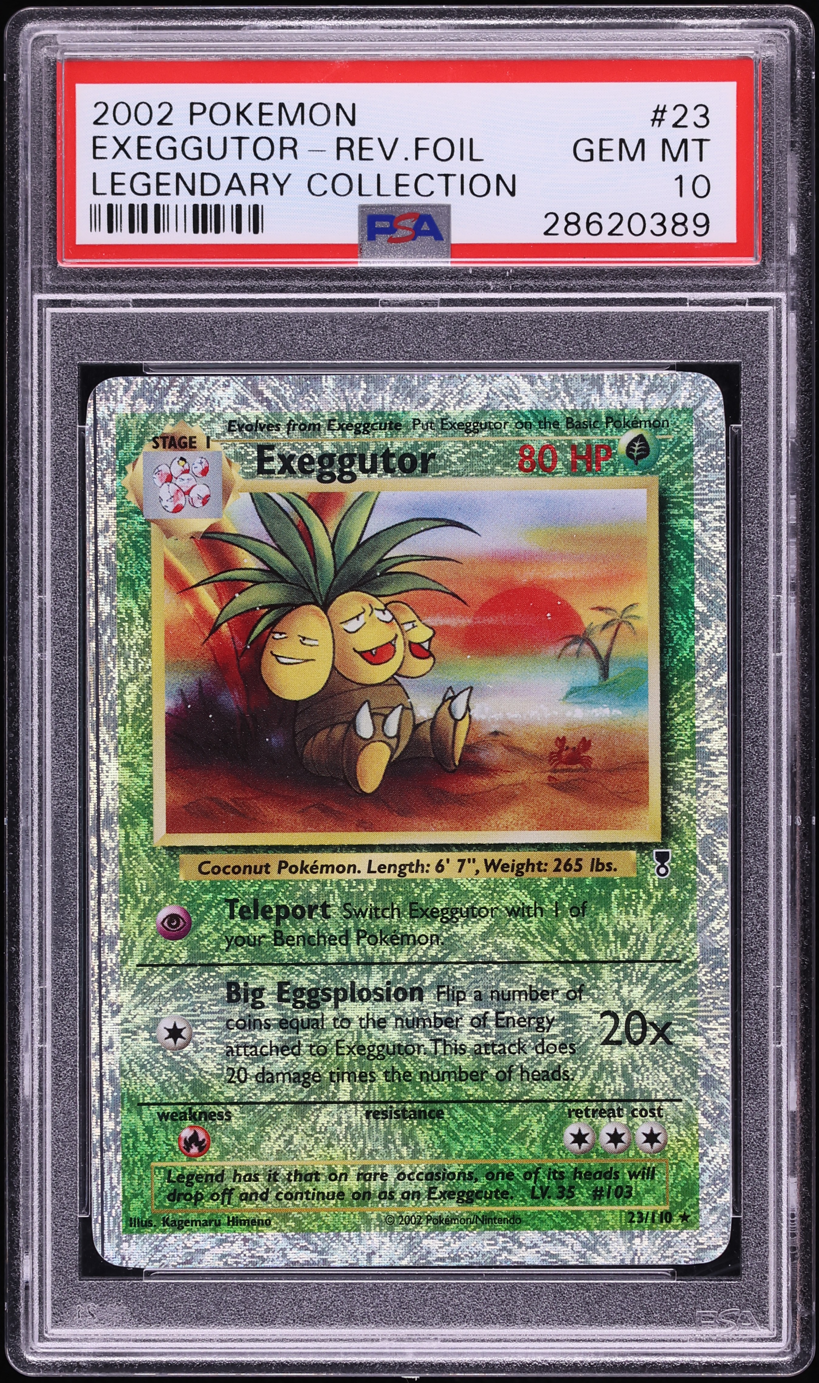 2002 Pokemon Legendary Collection Reverse Holo Exeggutor #23 PSA 10 GEM MINT
