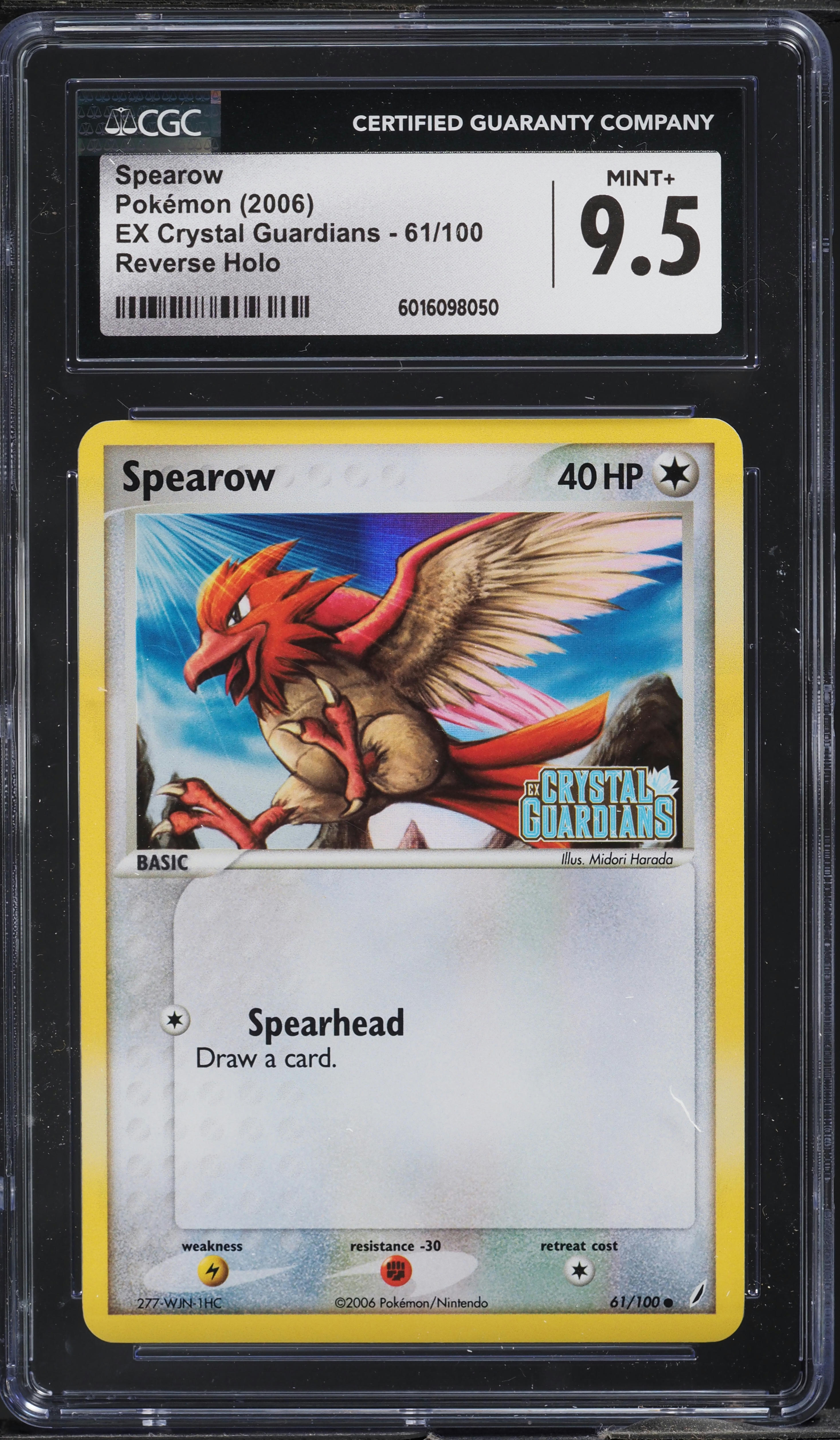 2006 Pokemon EX Crystal Guardians Reverse Holo Spearow #61 CGC 9.5 MINT+