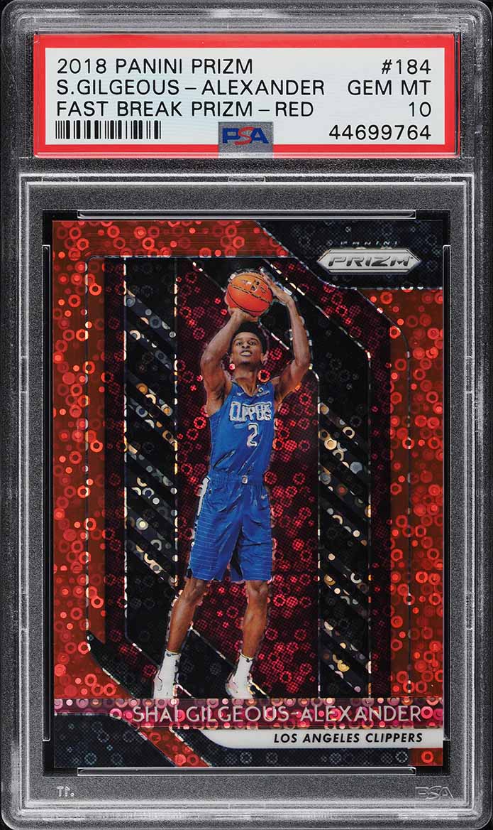 2018 Panini Prizm Fast Break Red Shai Gilgeous-Alexander ROOKIE /125 #184 PSA 10
