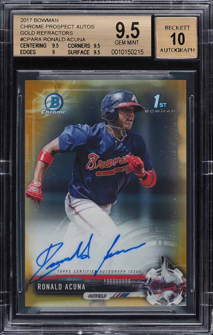 2017 Bowman Chrome Gold Refractor Ronald Acuna ROOKIE AUTO /50 #CPA-RA BGS 9.5