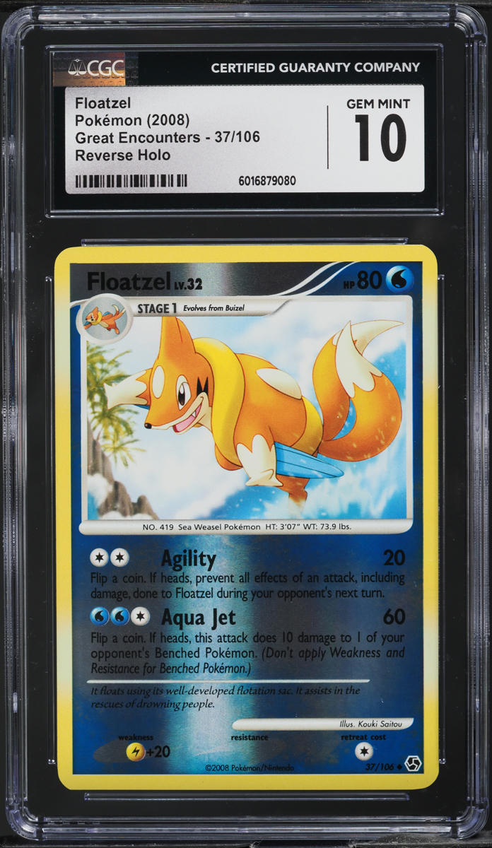 2008 Pokemon DP Great Encounters Reverse Holo Floatzel #37 CGC 10 GEM MINT