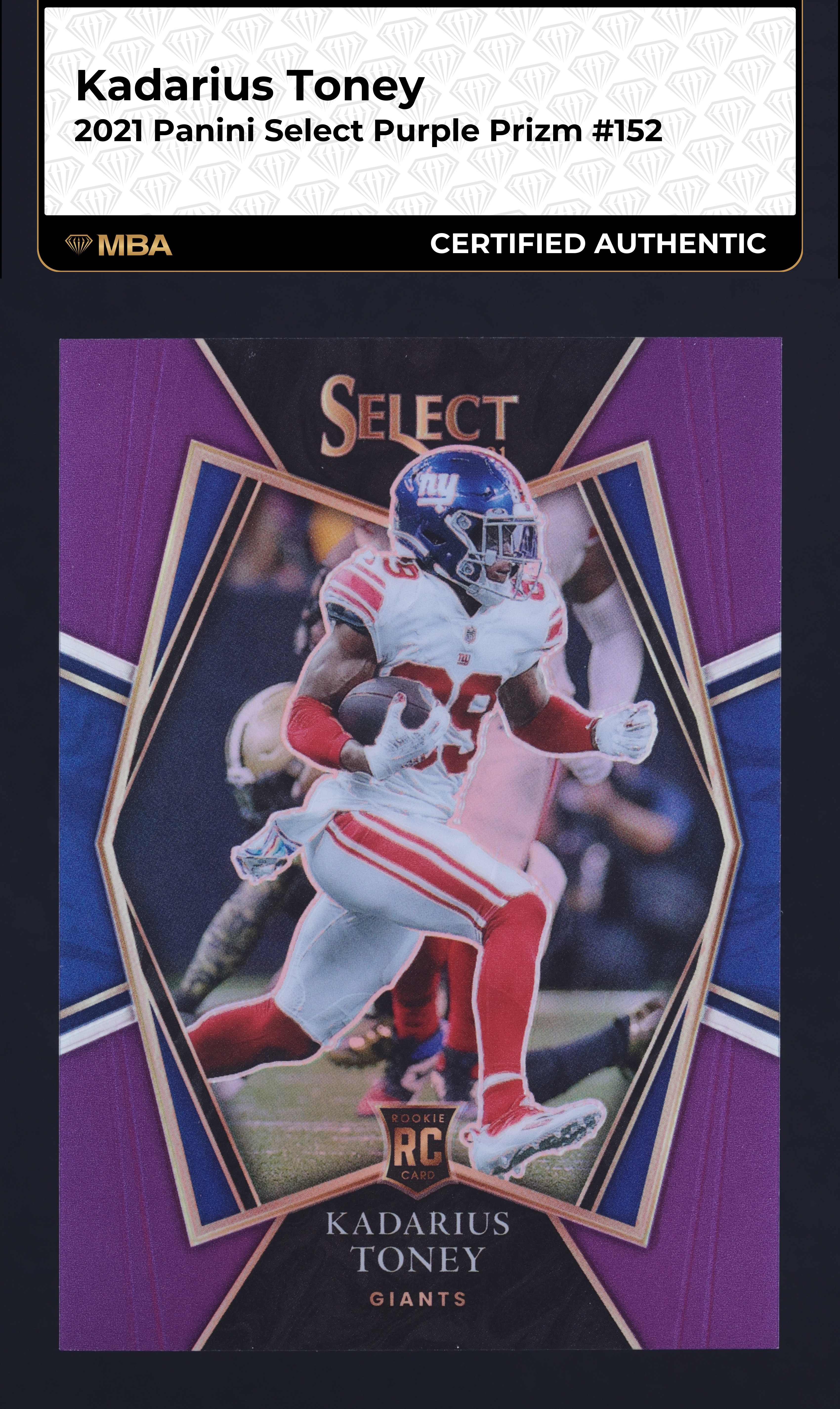 2021 Select Premier Level Purple Prizm Kadarius Toney ROOKIE /75 #152 MBA AUTH