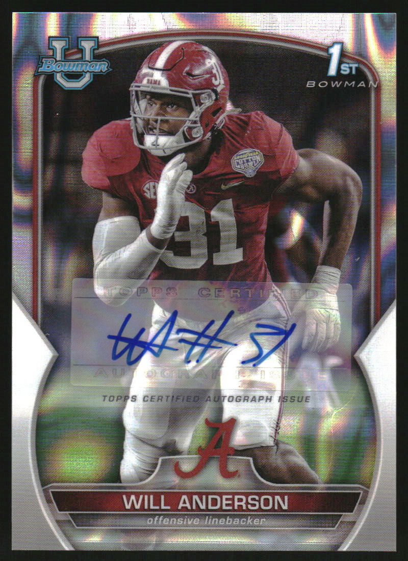 2022 Bowman Chrome University Auto Lava Refractors Will Anderson RC /199