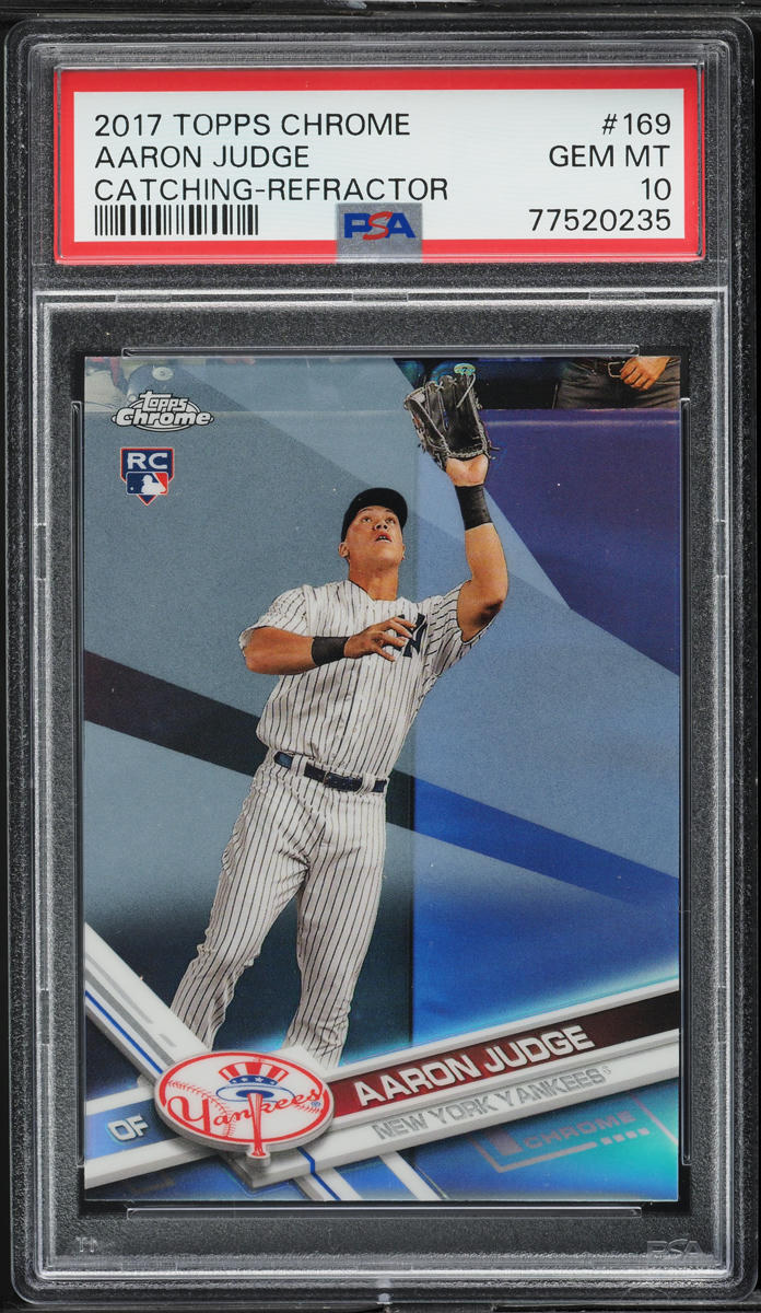 2017 Topps Chrome Catching Refractor Aaron Judge ROOKIE #169 PSA 10 GEM MINT