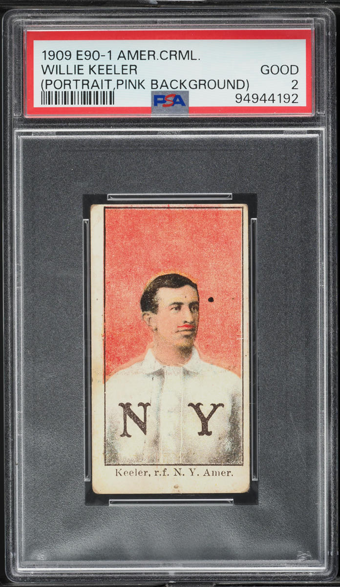 1909 E90-1 American Caramel Willie Keeler PORTRAIT, PINK BACKGROUND PSA 2 GD