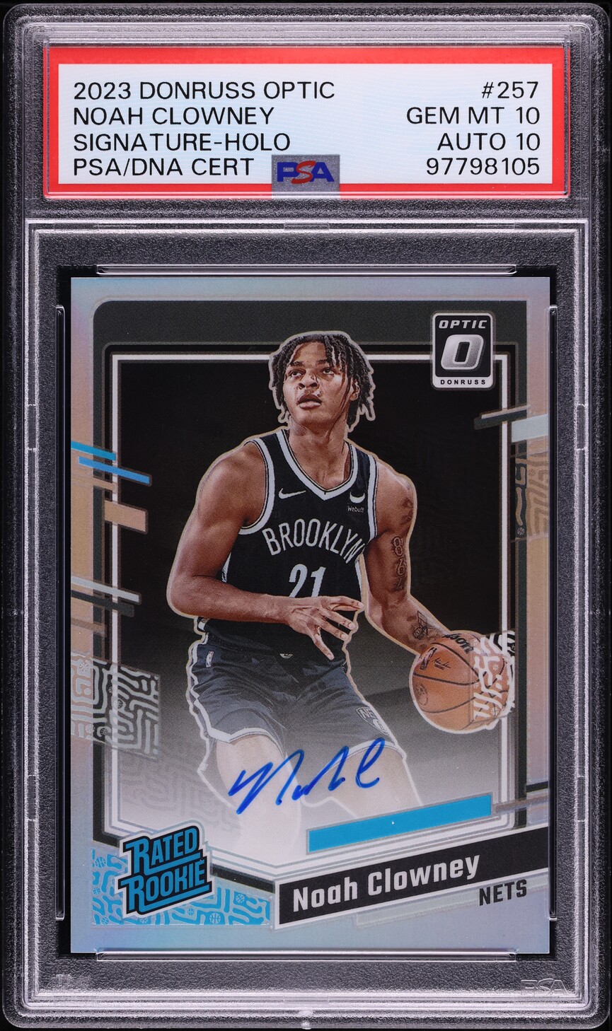 2023 Donruss Optic Holo Noah Clowney ROOKIE AUTO DNA 10 #257 PSA 10 GEM MINT