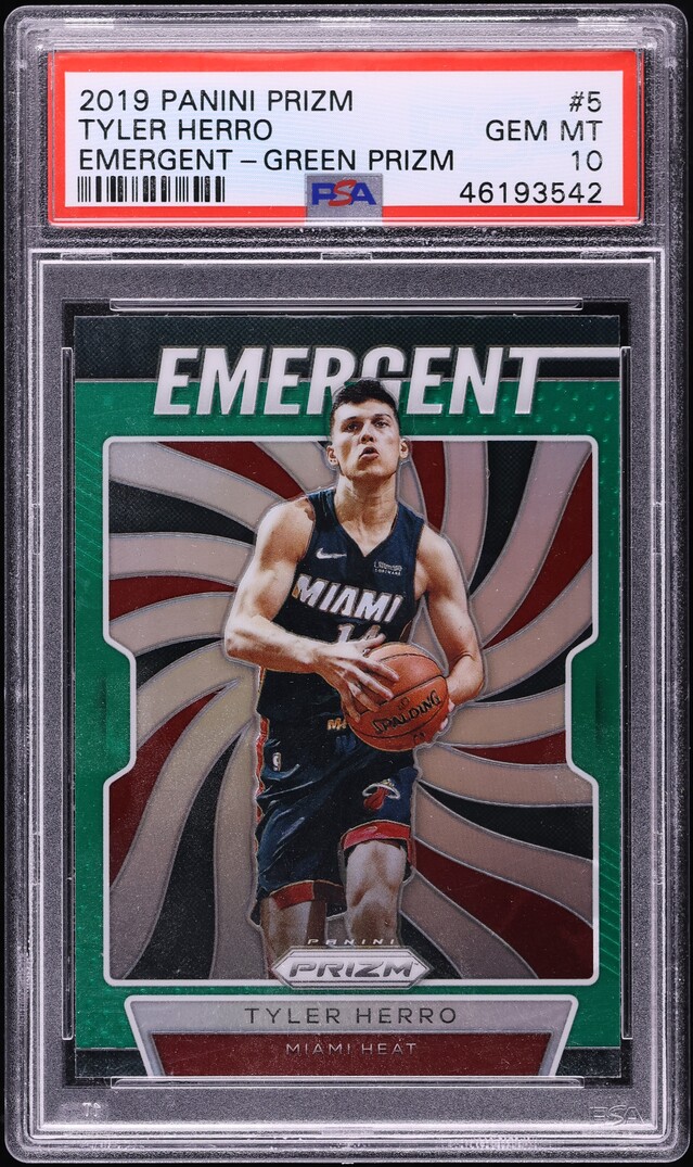 2019 Panini Prizm Emergent Green Tyler Herro ROOKIE #5 PSA 10 GEM MINT