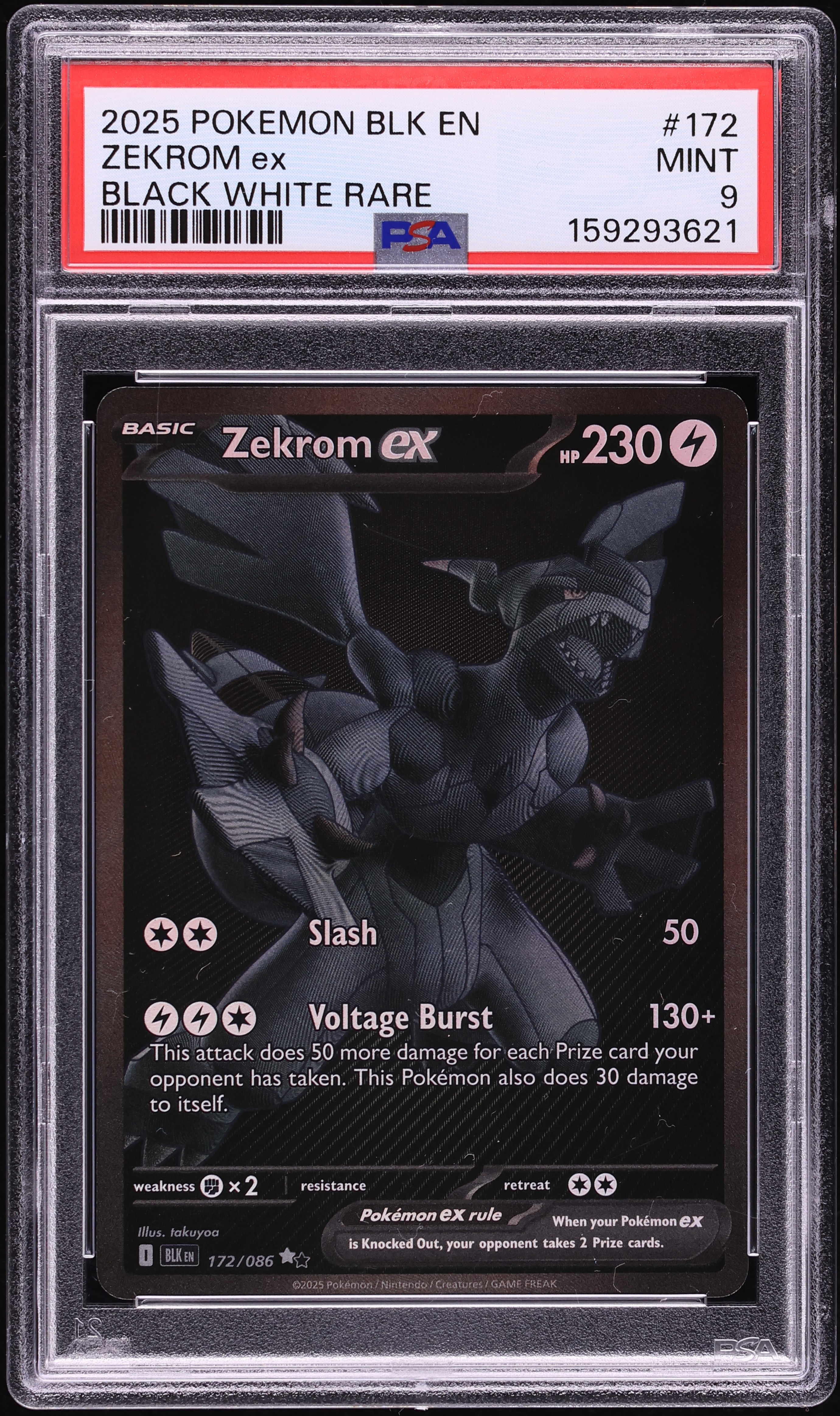 2025 Pokemon Scarlet & Violet Black Bolt BWR Zekrom ex #172 PSA 9 MINT