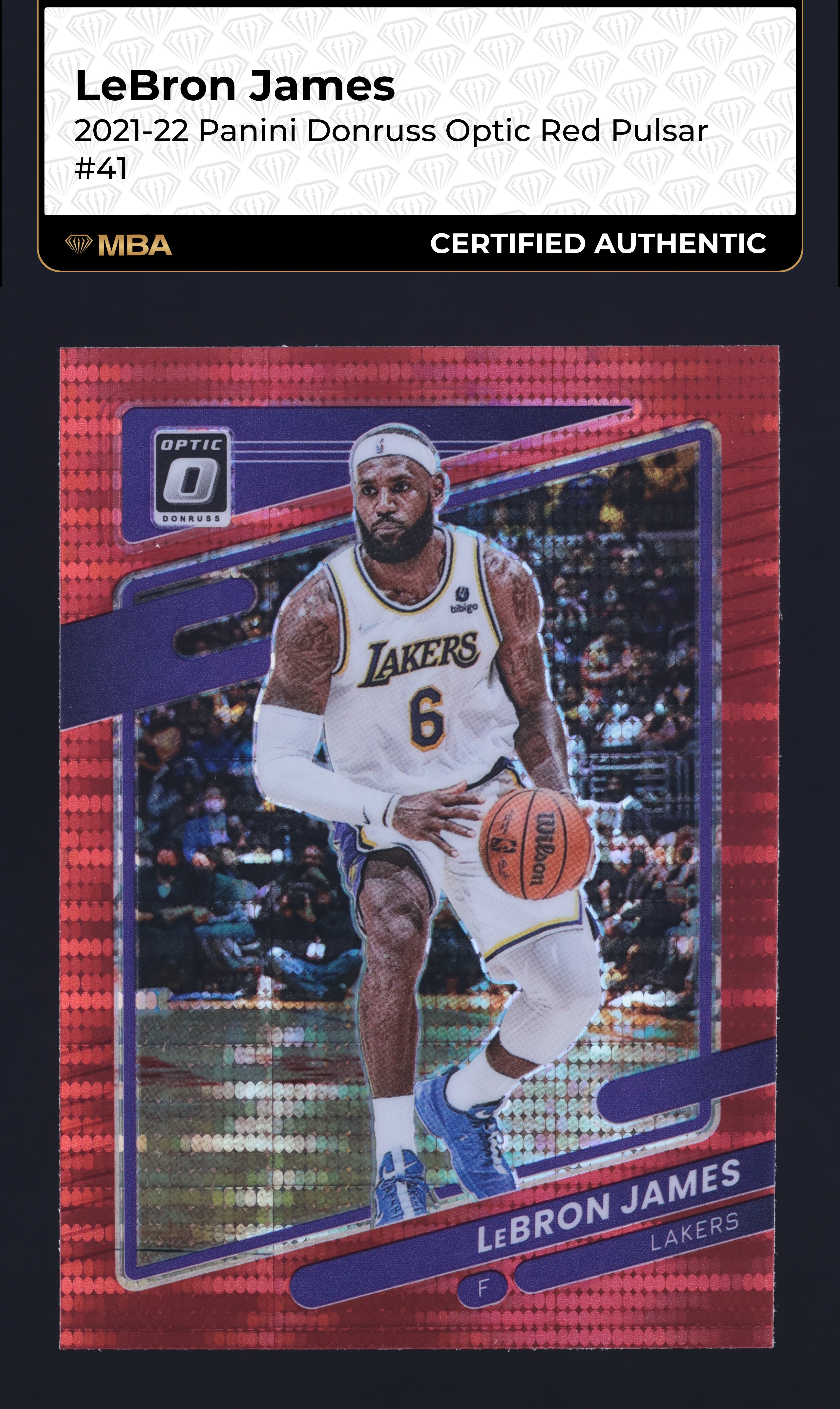 2021 Donruss Optic Red Pulsar LeBron James #41 MBA AUTH
