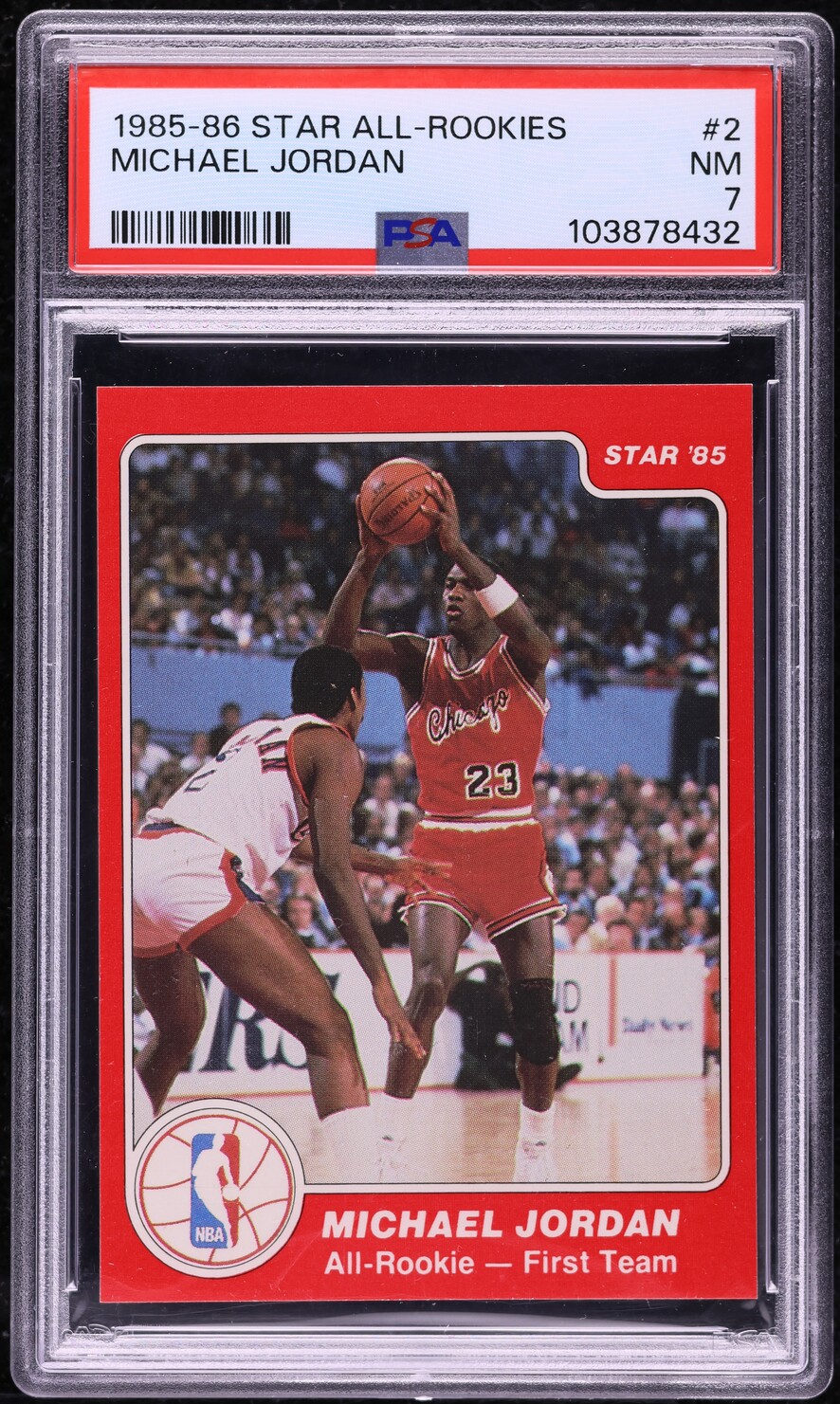1985 Star All-Rookie Team Michael Jordan ROOKIE #2 PSA 7 NRMT