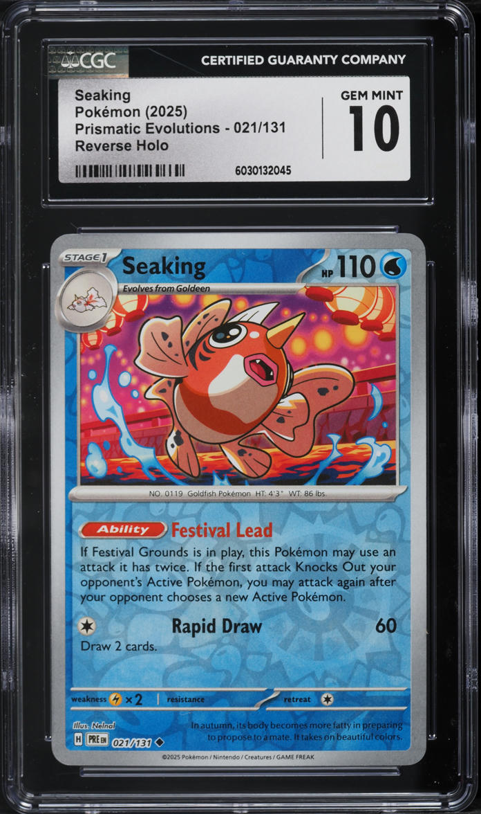 2025 Pokemon SV Prismatic Evolutions Reverse Holo Seaking #21 CGC 10 GEM MINT