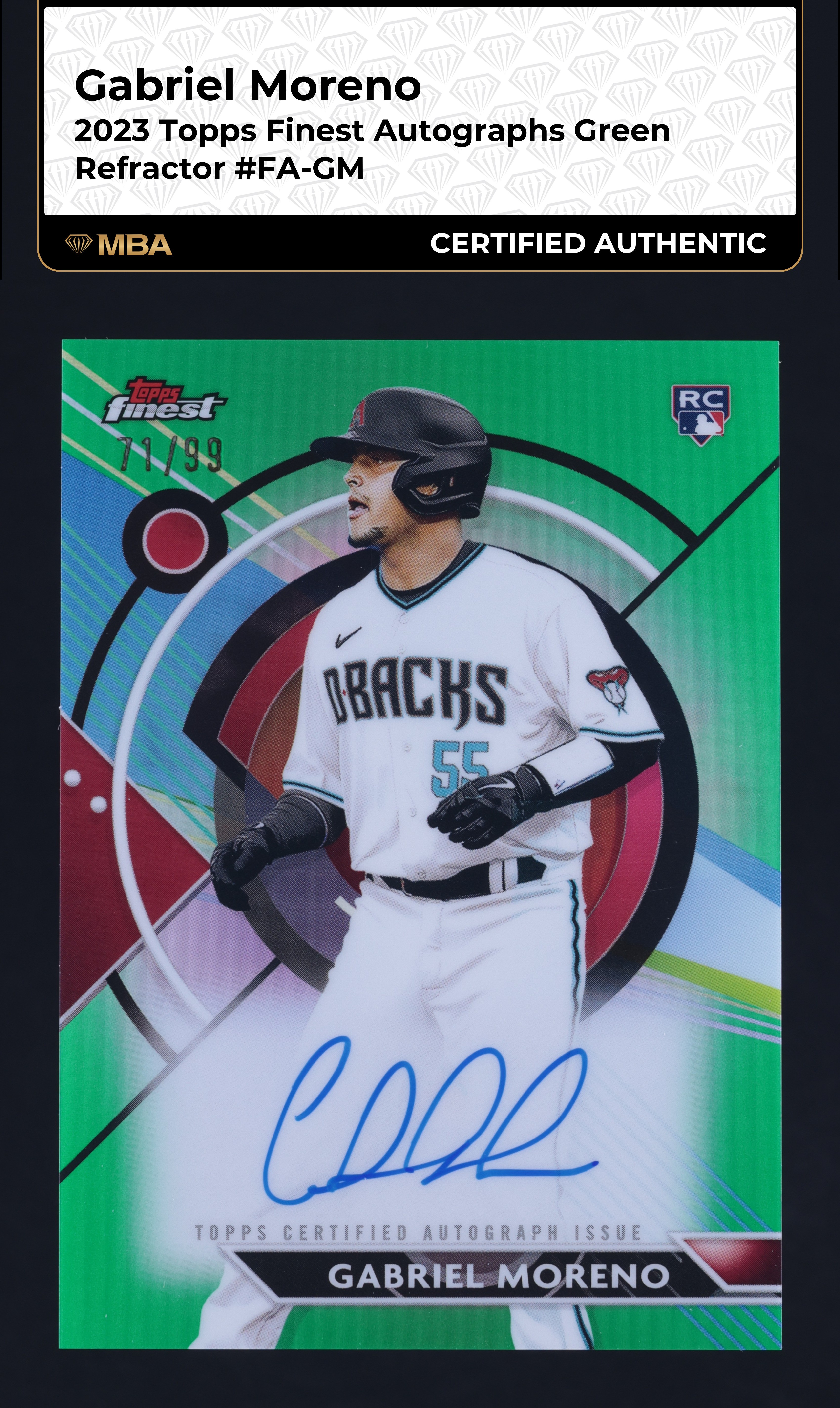 2023 Finest Green Refractor Gabriel Moreno ROOKIE AUTO /99 #FA-GM MBA AUTH
