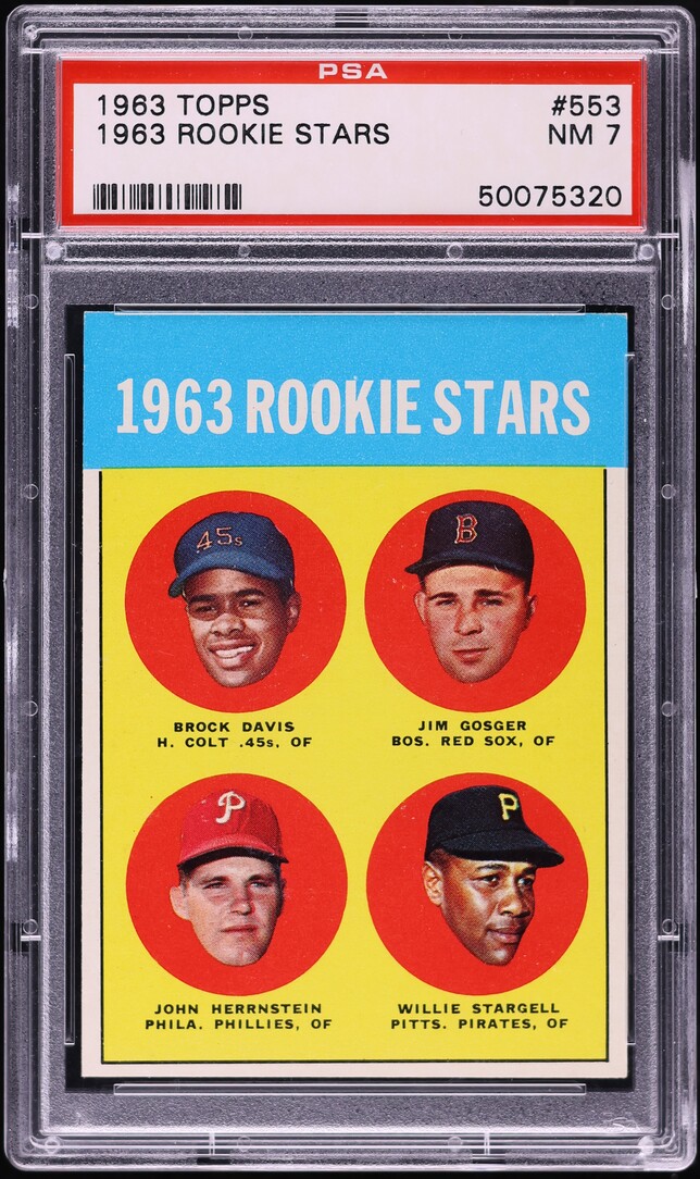 1963 Topps Brock Davis Jim Gosger John Herrnstein Willie Stargell RC #553 PSA 7