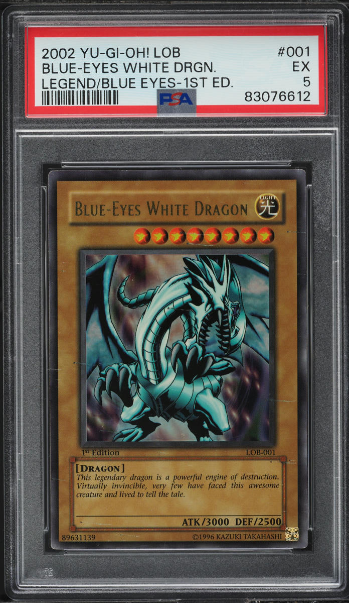 2002 YuGiOh! LOB 1st Edition BlueEyes White Dragon LOB001 PSA 5 EX