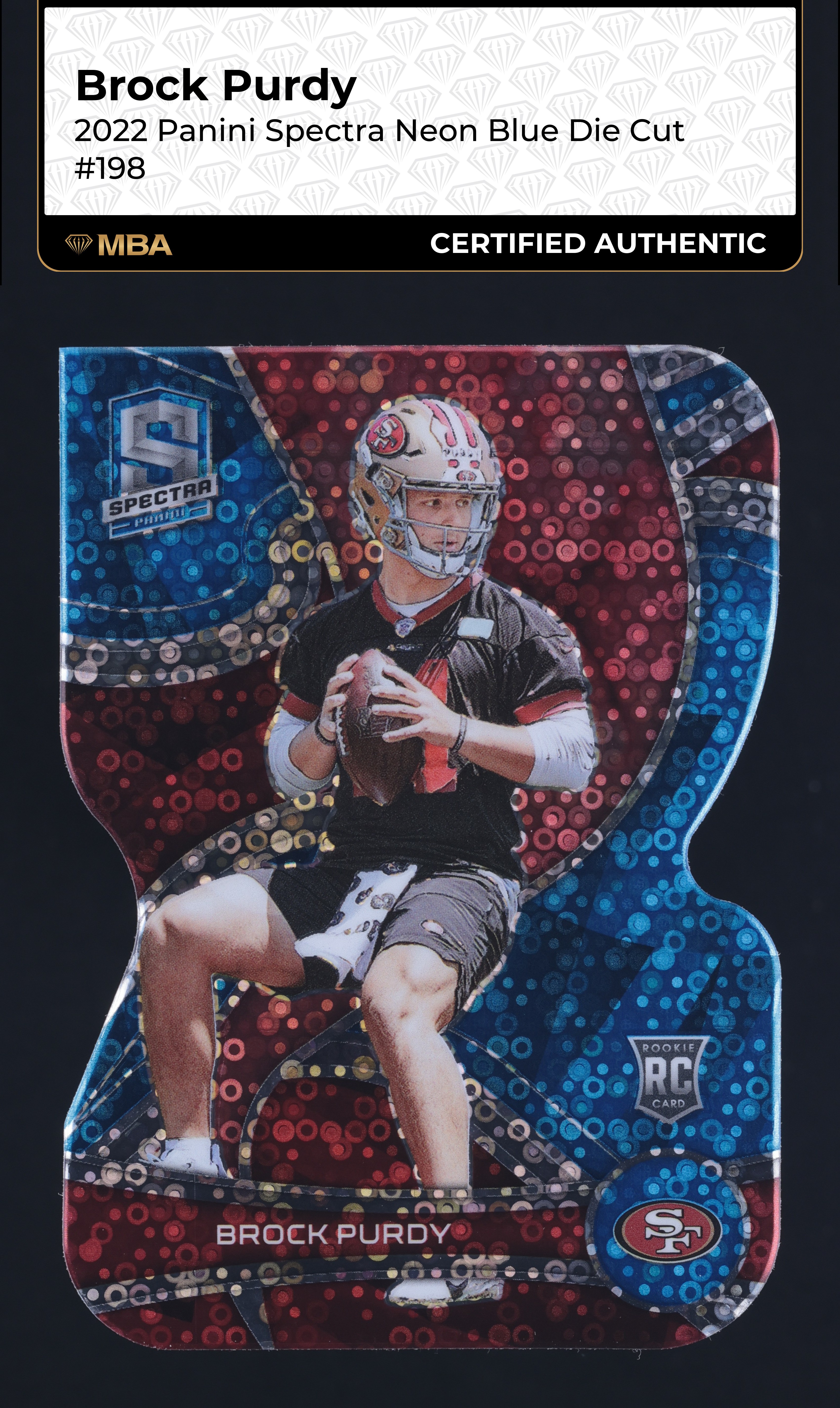 2022 Panini Spectra Neon Blue Die-Cut Brock Purdy ROOKIE /50 #198 MBA AUTH