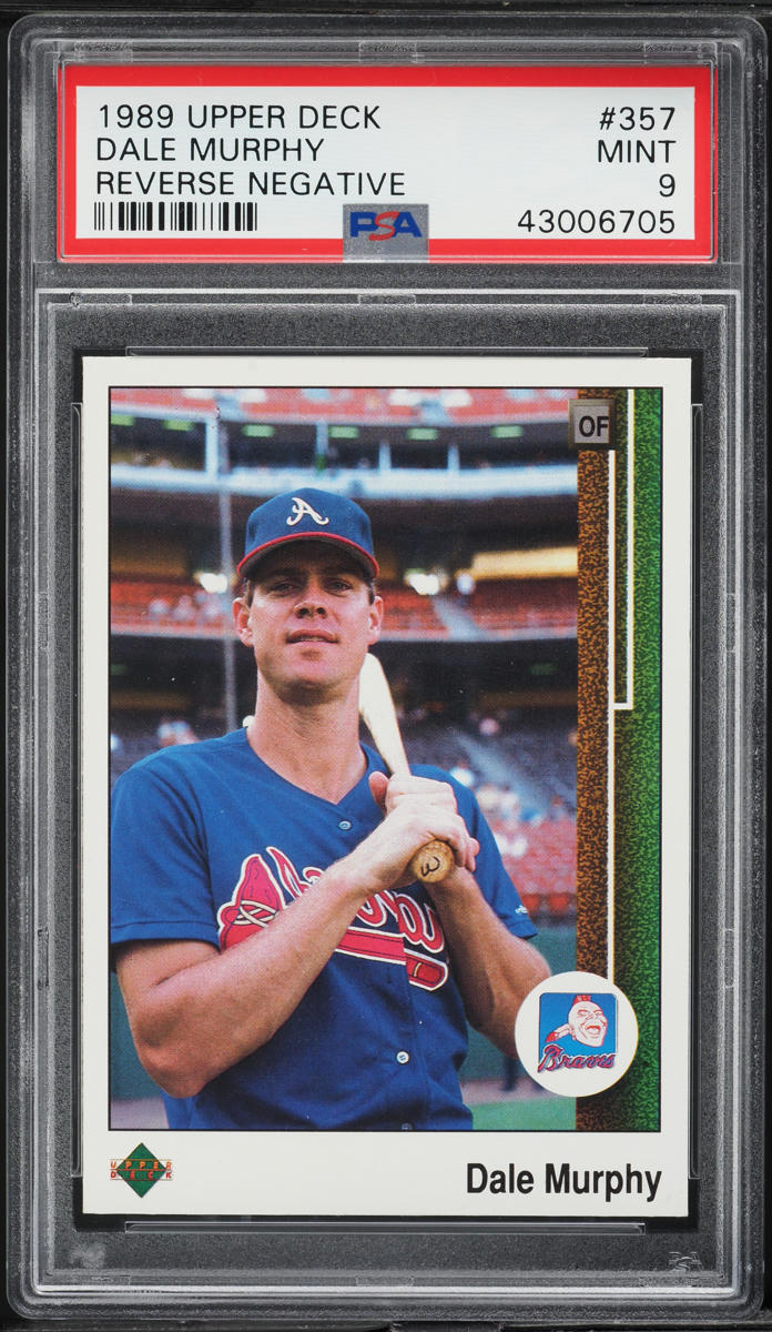 1989 Upper Deck Reverse Negative Dale Murphy #357 PSA 9 MINT
