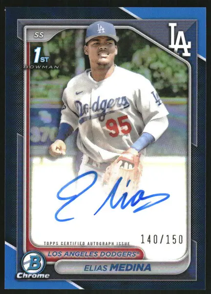 2024 Bowman Chrome Autographs Blue Refractor #CPA-EME Elias Medina RC Auto /150