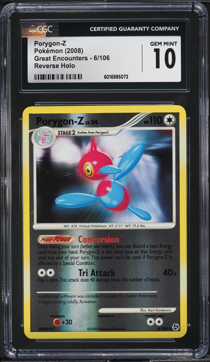 2008 Pokemon Diamond & Pearl Great Encounters Reverse Holo Porygon-Z #6 CGC 10