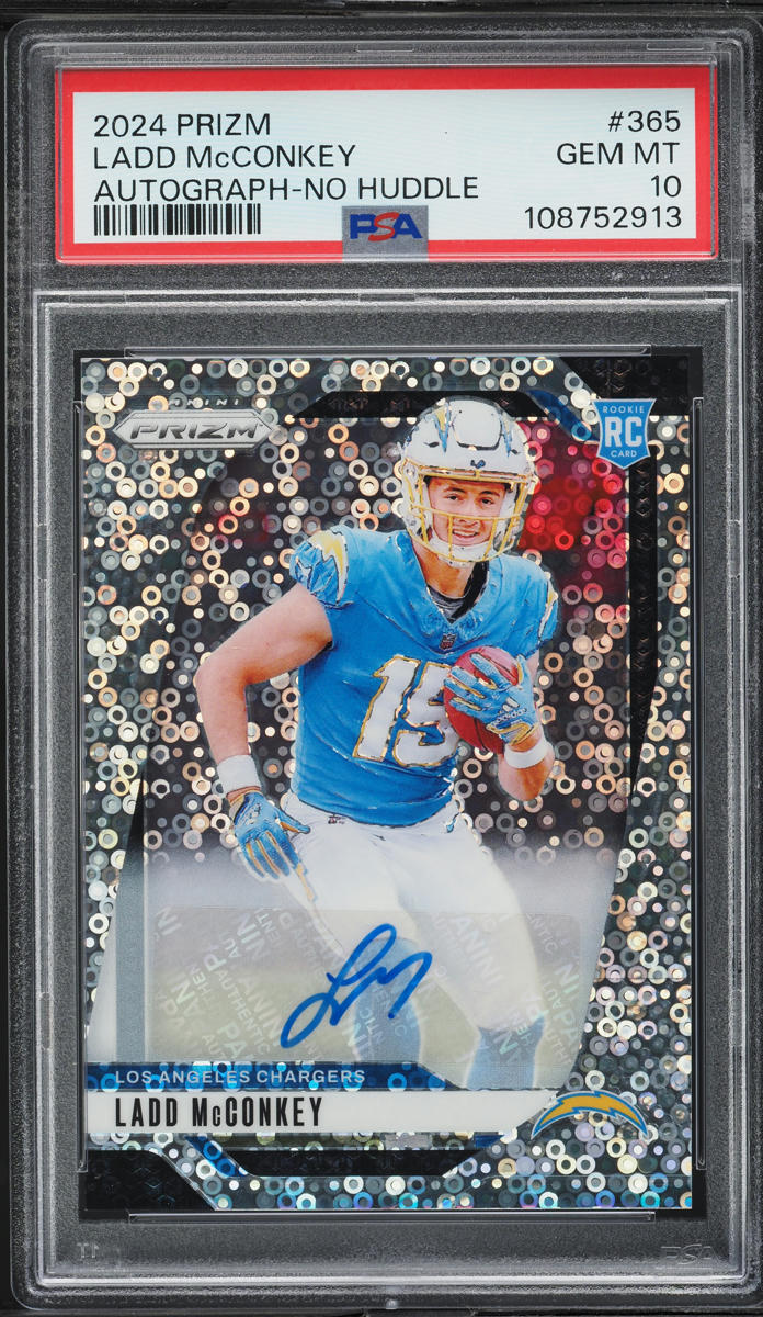 2024 Panini Prizm No Huddle Ladd McConkey ROOKIE AUTO #365 PSA 10 GEM MINT