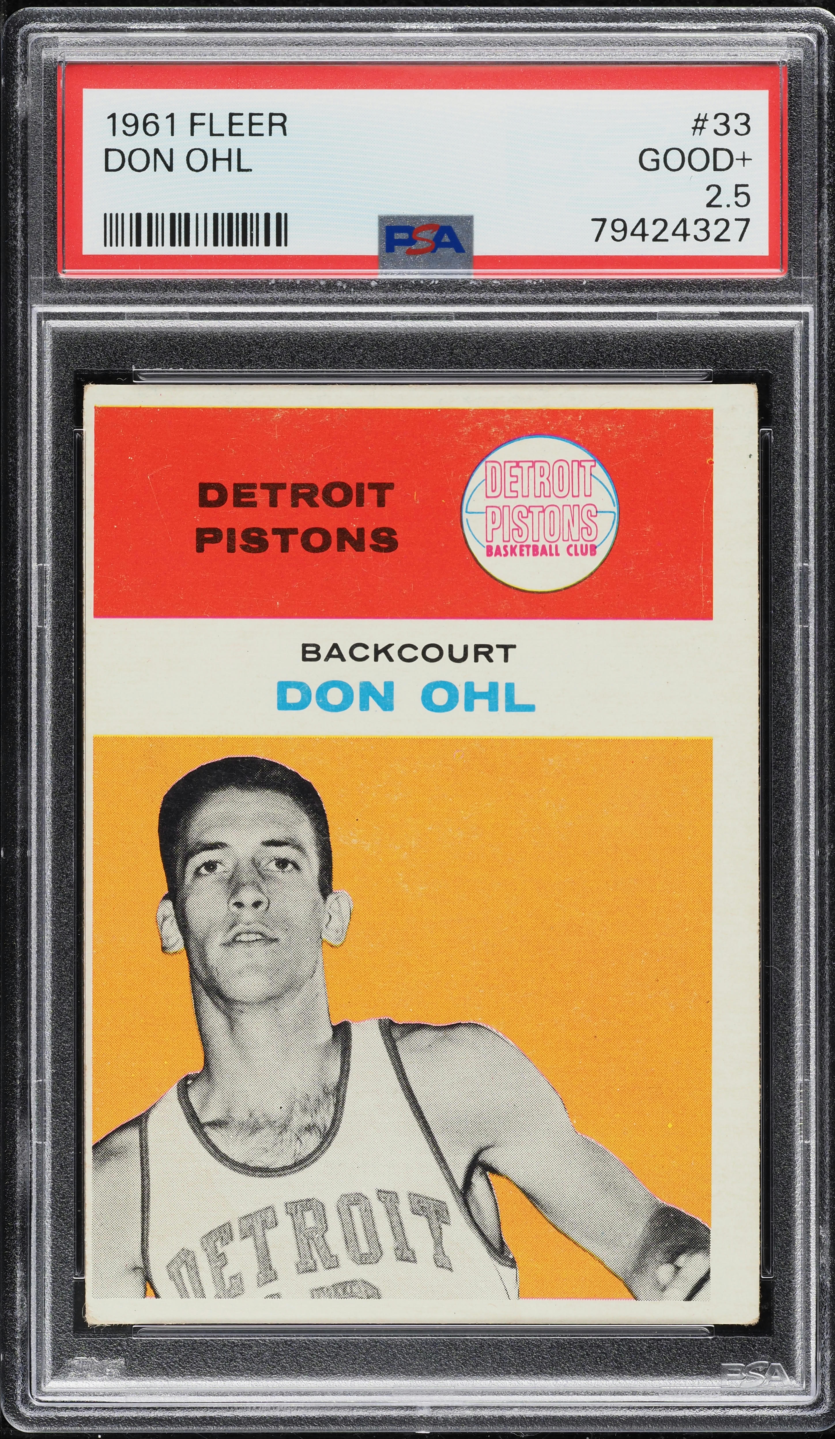1961 Fleer Basketball Don Ohl ROOKIE #33 PSA 2.5 GD+
